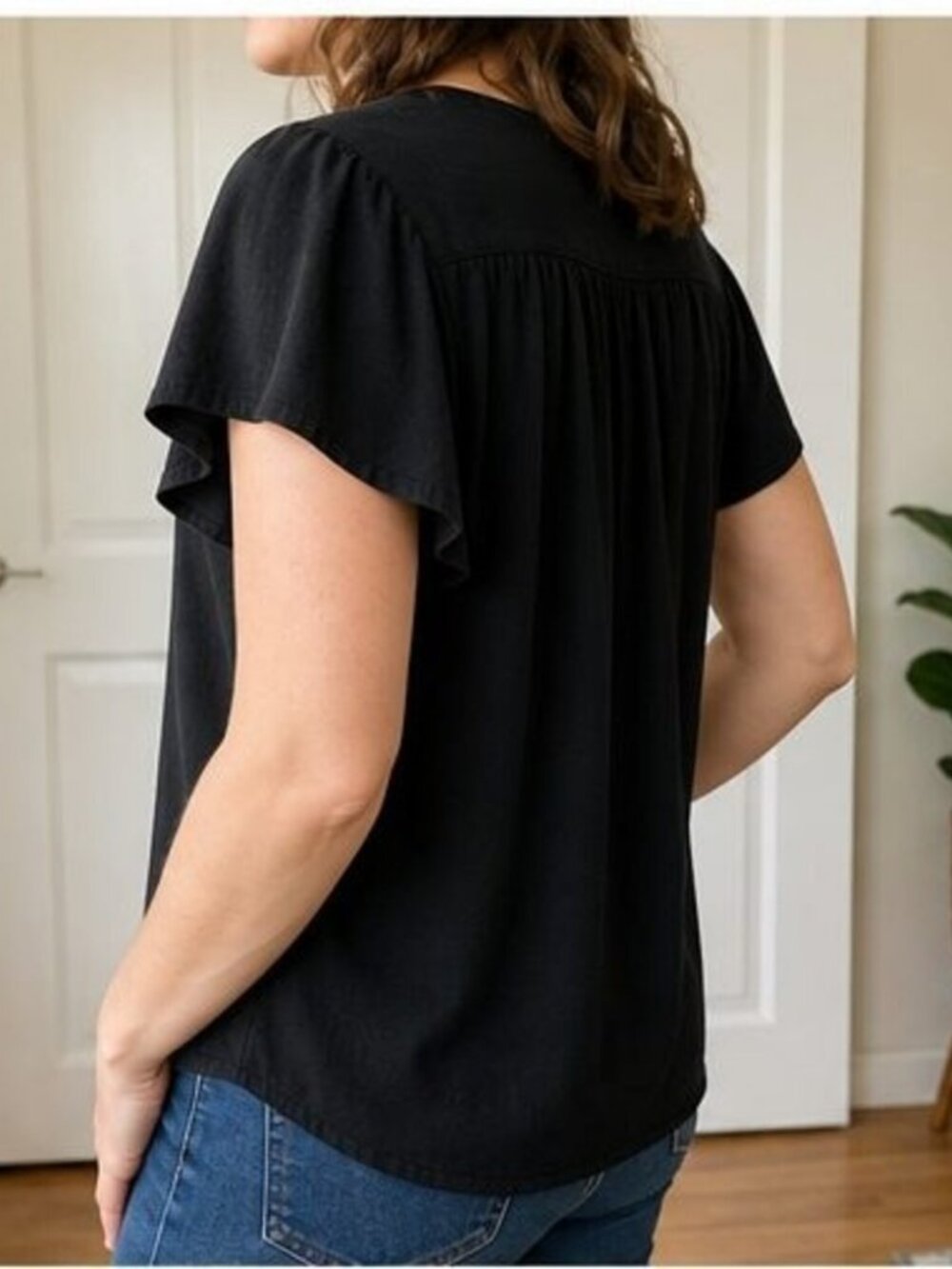 Black V Neck Top - Picture 3 of 6